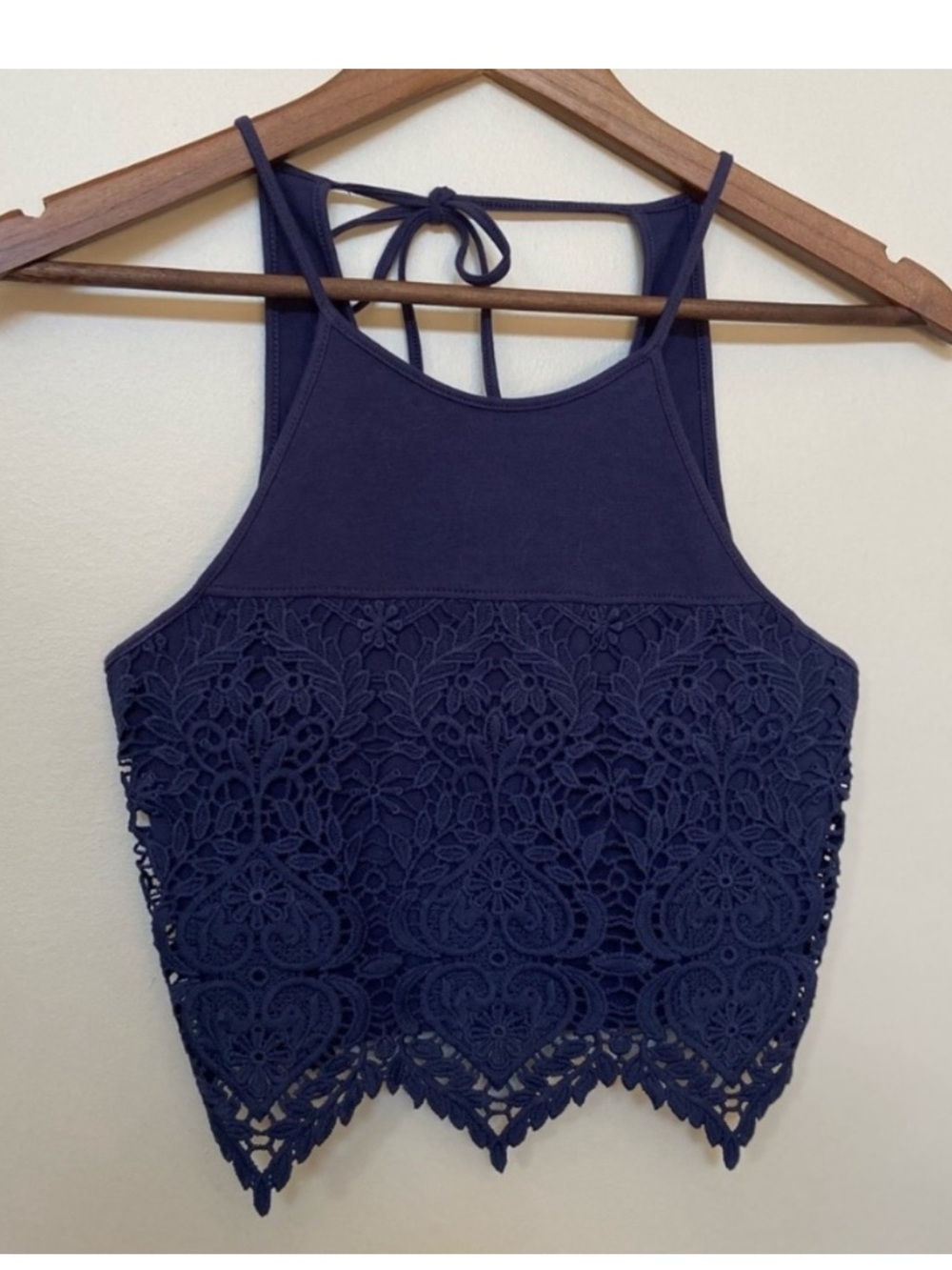 ☀️ Garage ☀️ blue crochet crop top